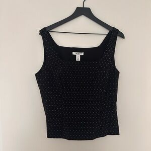 White House Black Market Black Top with White Dots